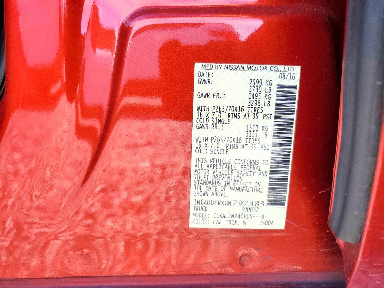 2016 Nissan Frontier SV