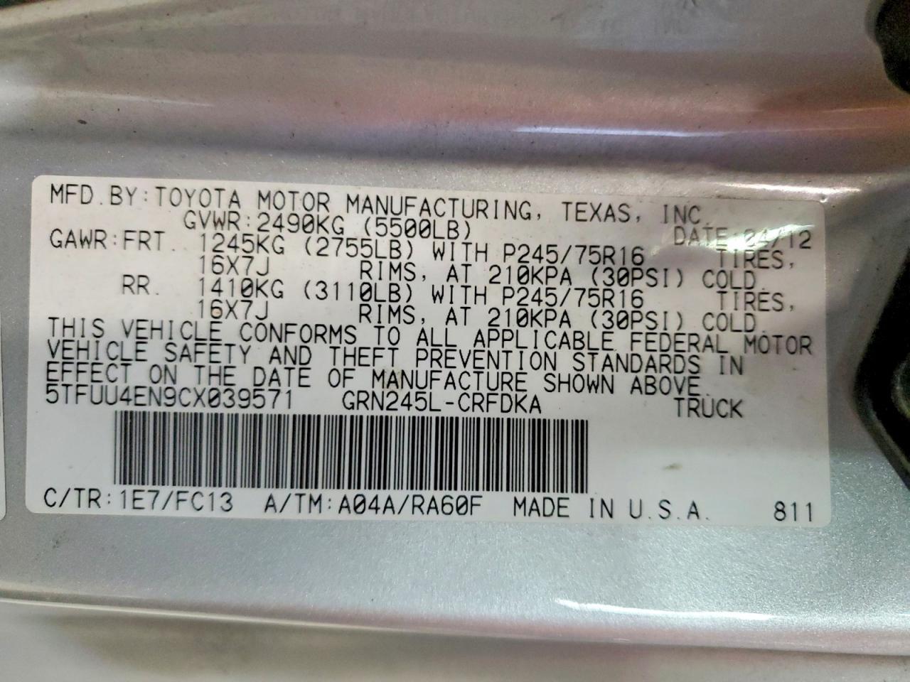 2012 Toyota Tacoma V6