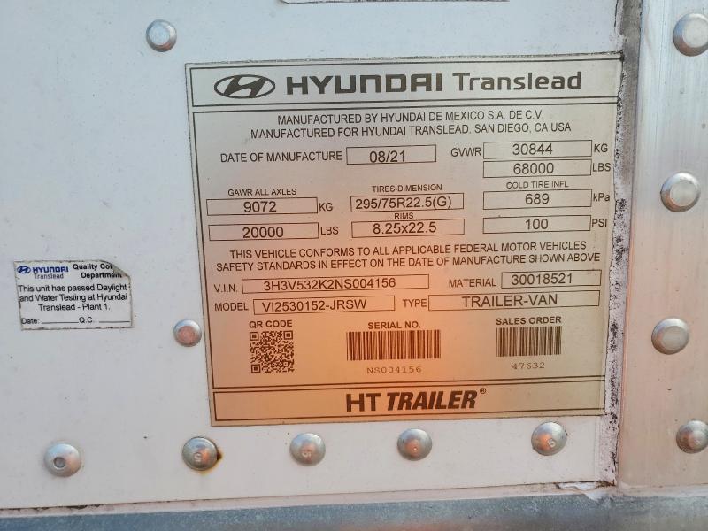 2022 Hyundai Translead V12530152-JRSW DRY Van Trailer