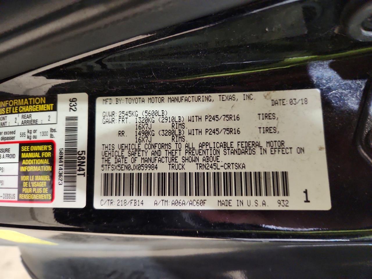 2018 Toyota Tacoma SR