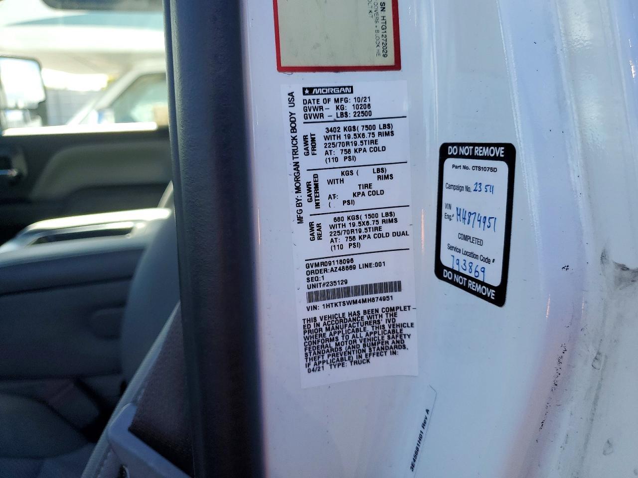 2021 International CV515 Refrigerated BOX Truck