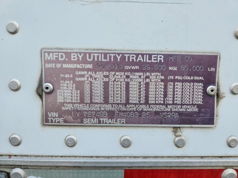 2015 Utility VS2RA Refrigerated Van Trailer