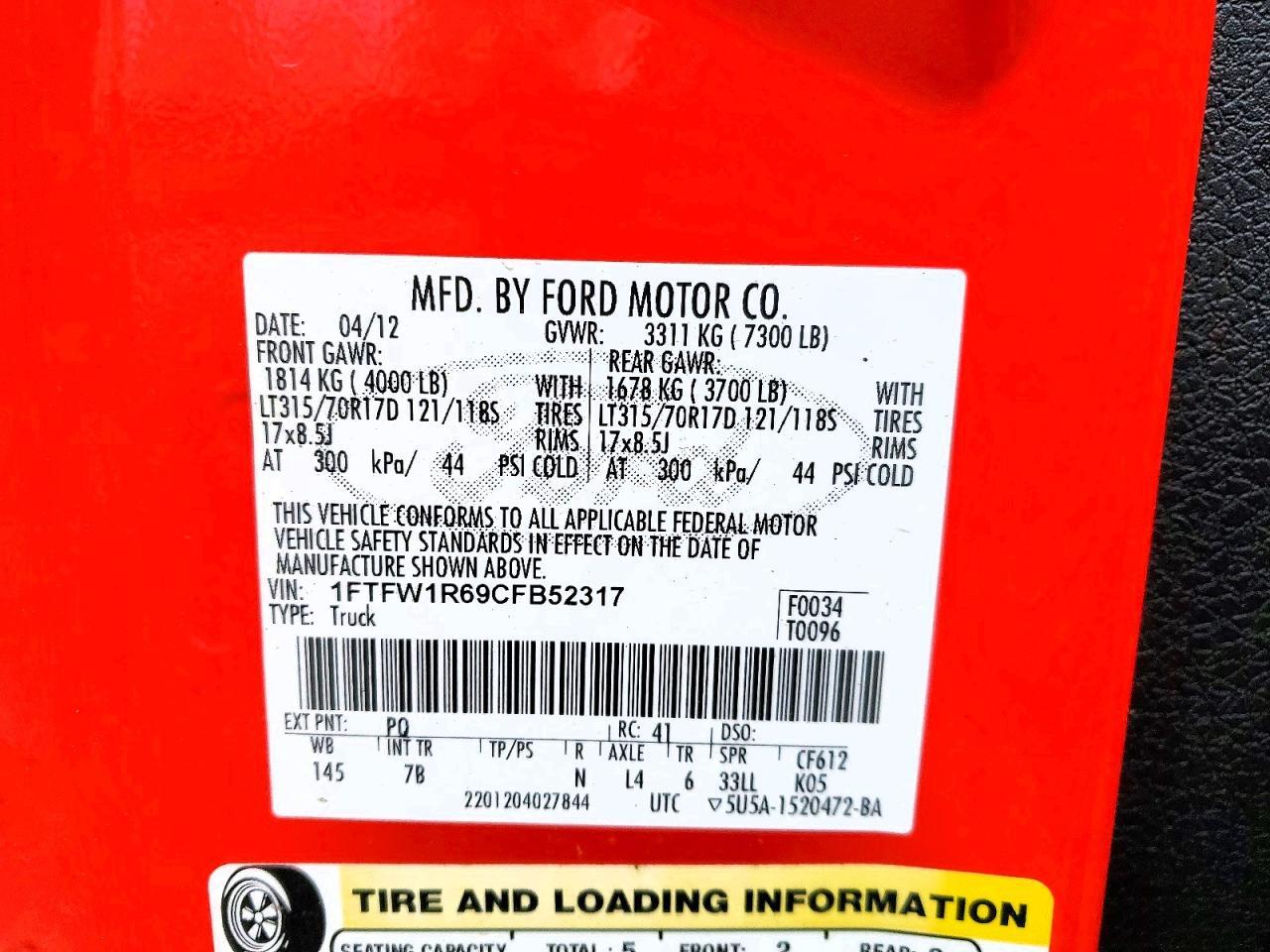 2012 Ford F150 SVT Raptor