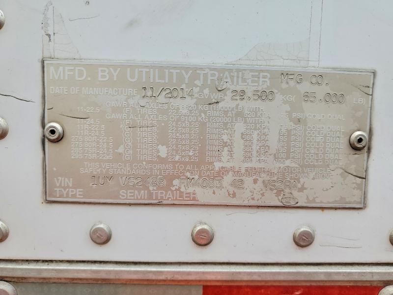 2015 Utility VS2RA Refrigerated Van Trailer