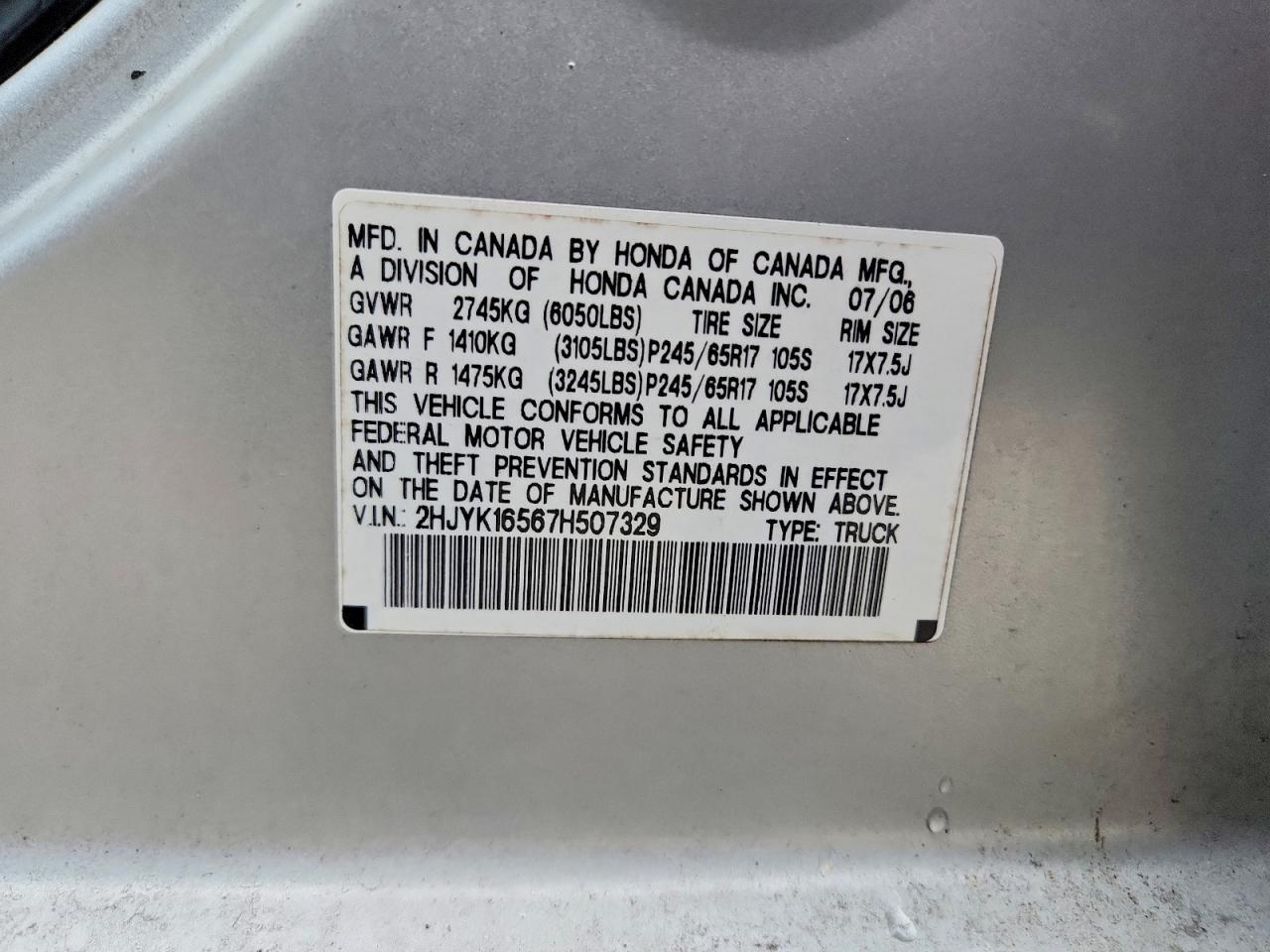 2007 Honda Ridgeline RTL