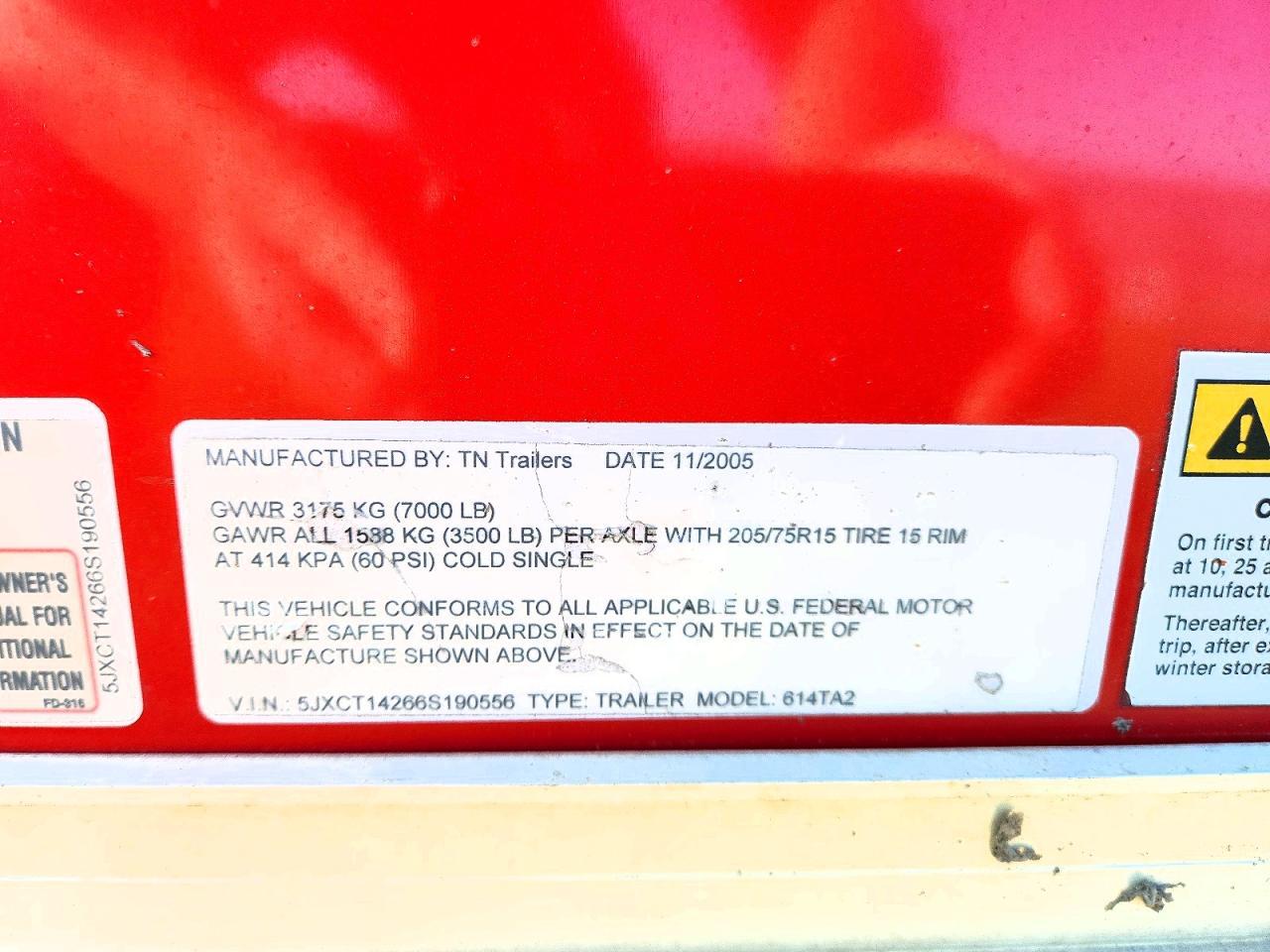 2006 Unknown 2006 TN 614TA2 Enclosed Cargo Trailer