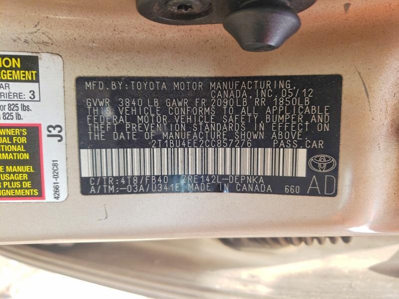 2012 Toyota Corolla le