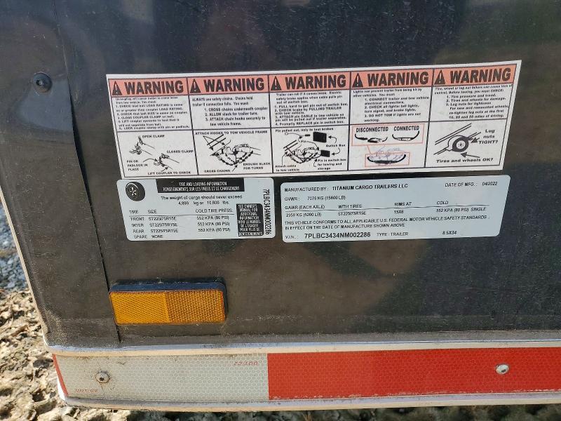2022 Titanium Cargo 805X34 Enclosed Cargo Trailer