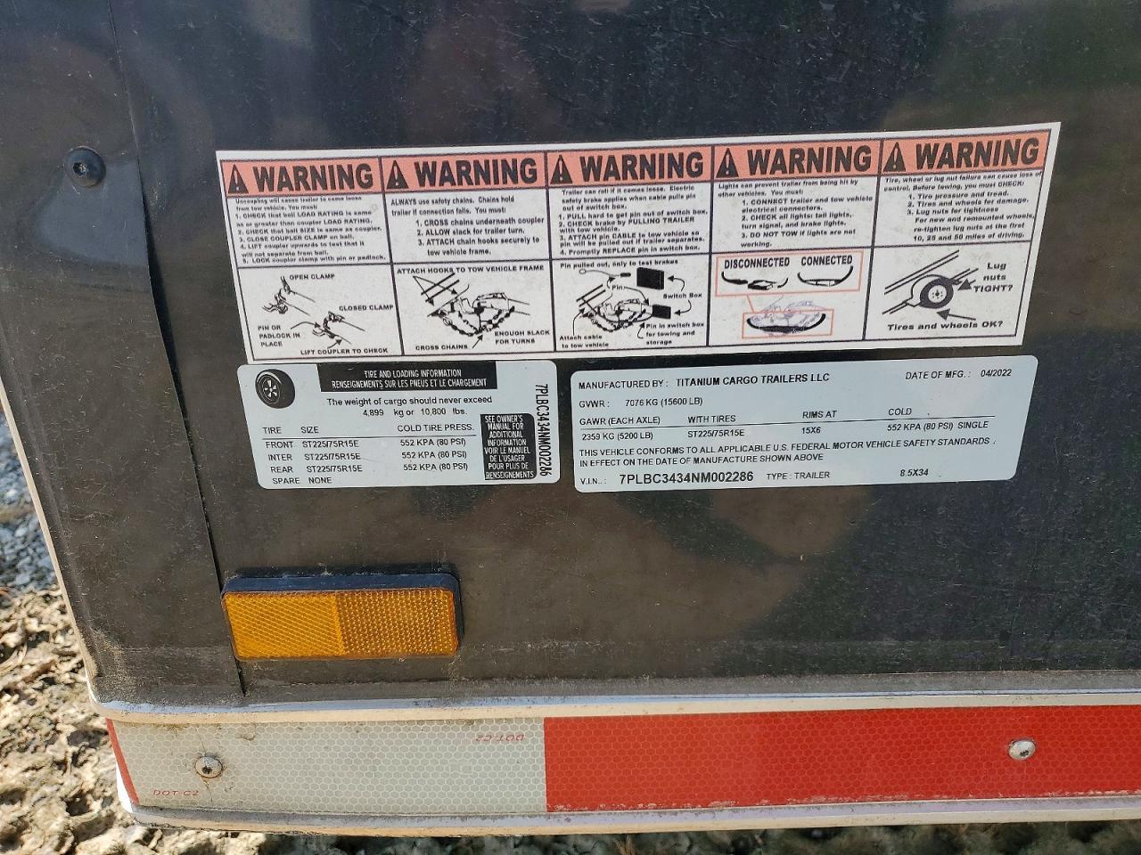 2022 Titanium Cargo 805X34 Enclosed Cargo Trailer