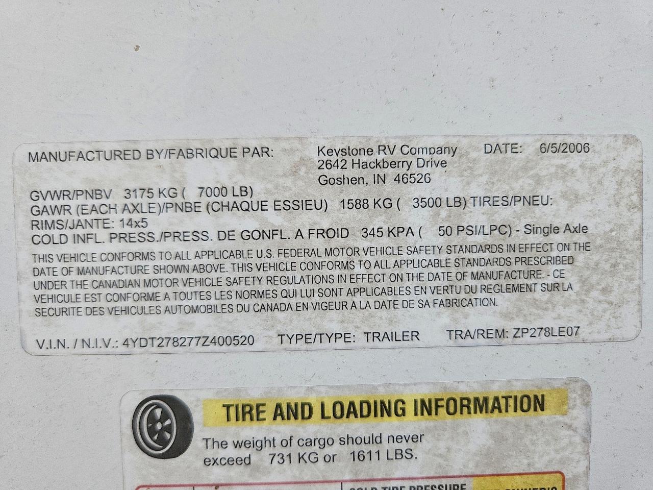 2007 Keystone Zeppeline Camper