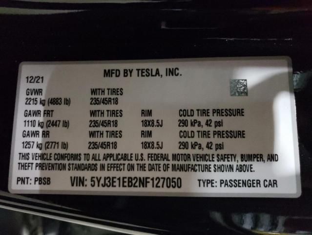 2022 Tesla Model 3