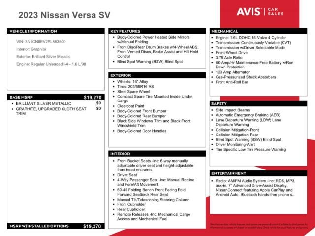 2023 Nissan Versa SV