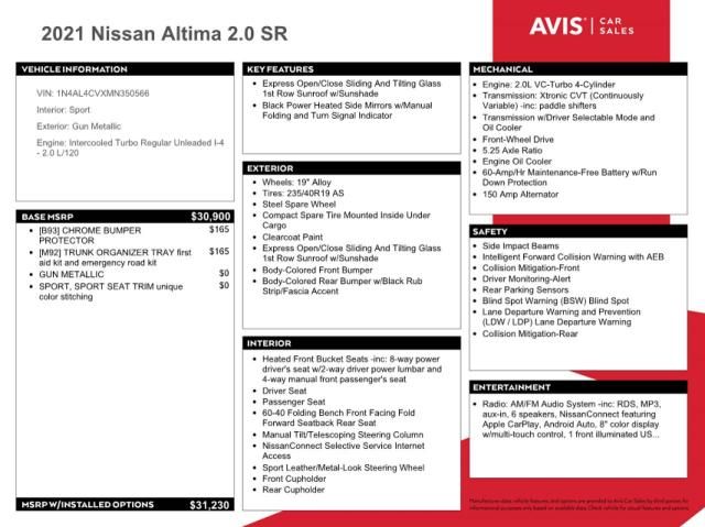 2021 Nissan Altima SR
