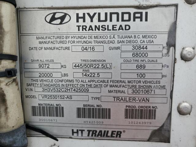 2017 Hyundai Translead VR2530152-AS Refrigerated Van Trailer
