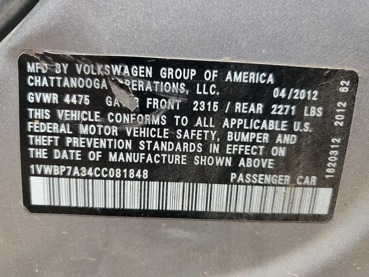 2012 Volkswagen Passat se