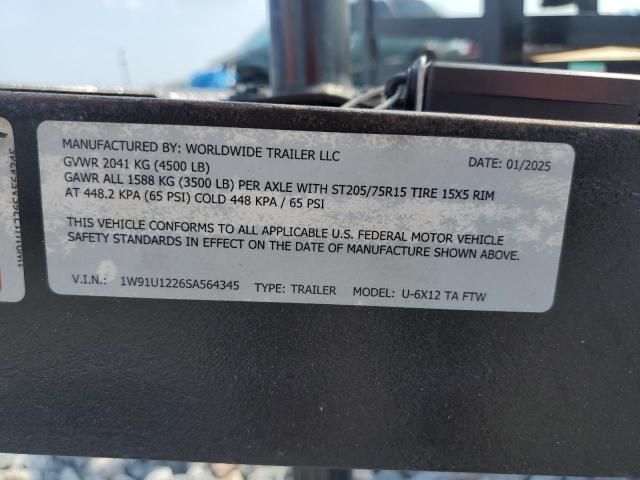 2025 World Wide U-6X12 TA FTW Utility Trailer