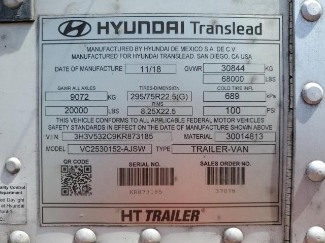 2019 Hyundai Translead VC2530152-AJSW DRY Van Trailer