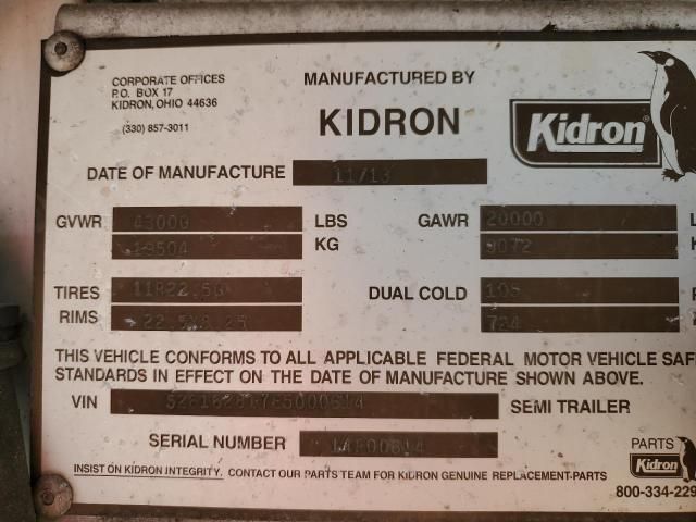 2014 Kidr ON Refrigerated Van Trailer