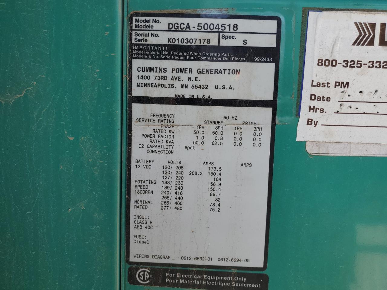 2001 Cummins Dgca-5004518 Generation