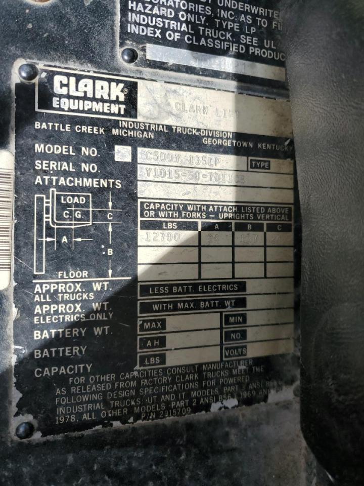 1989 Clark C500Y135LP Forklift