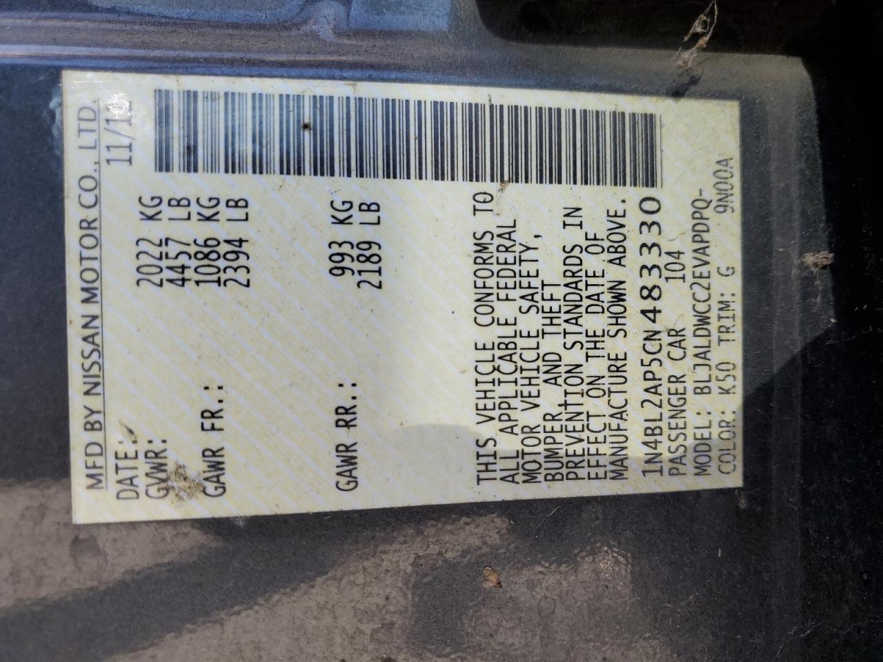 2012 Nissan Altima 3.5 sr