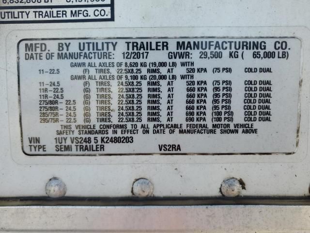 2019 Utility VS2RA Refrigerated Van Trailer