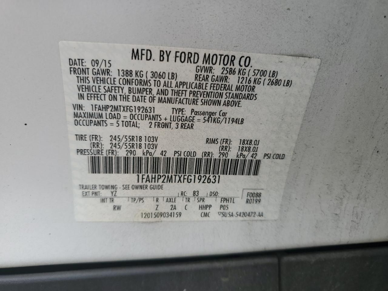 2015 Ford Taurus Police Interceptor