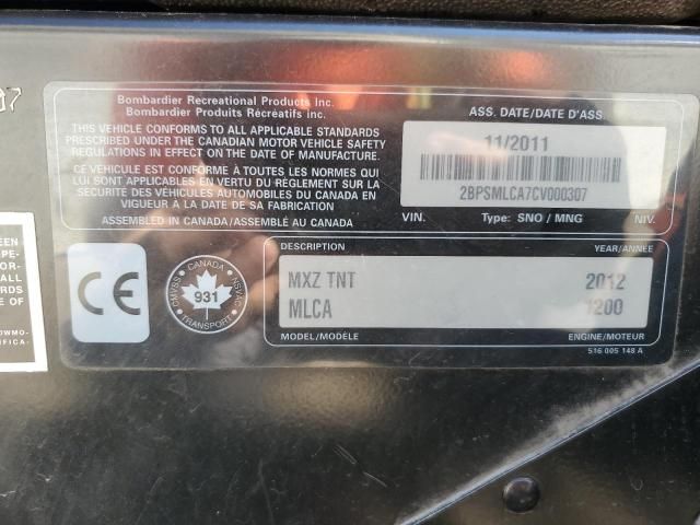 2012 Skidoo 2012 Skidoo MXZTNT1200
