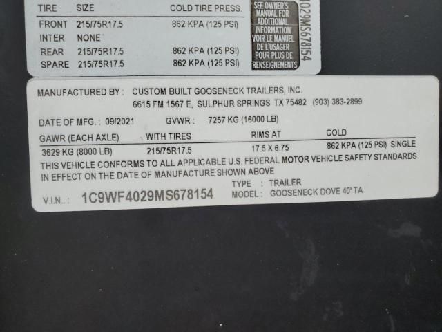 2021 Custobuilt 2021 Custom Built Gooseneck Trailers INC Equipment