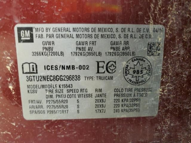 2016 GMC Sierra K1500 SLT