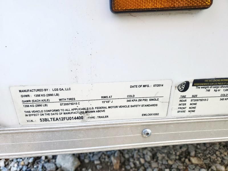2015 LGS EWLC6X10S12 Enclosed Cargo Trailer