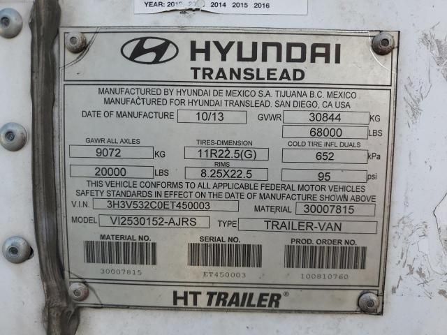 2014 Hyundai Translead VI2530152-AJRS DRY Van Trailer