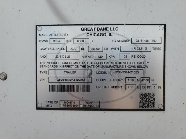 2019 Great Dane CCC-3314-21053 DRY Van Trailer