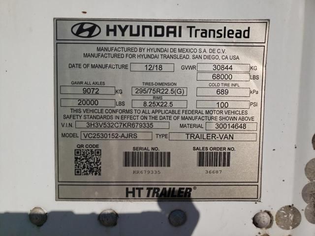 2019 Hyundai Translead VC230152-AJRS DRY Van Trailer