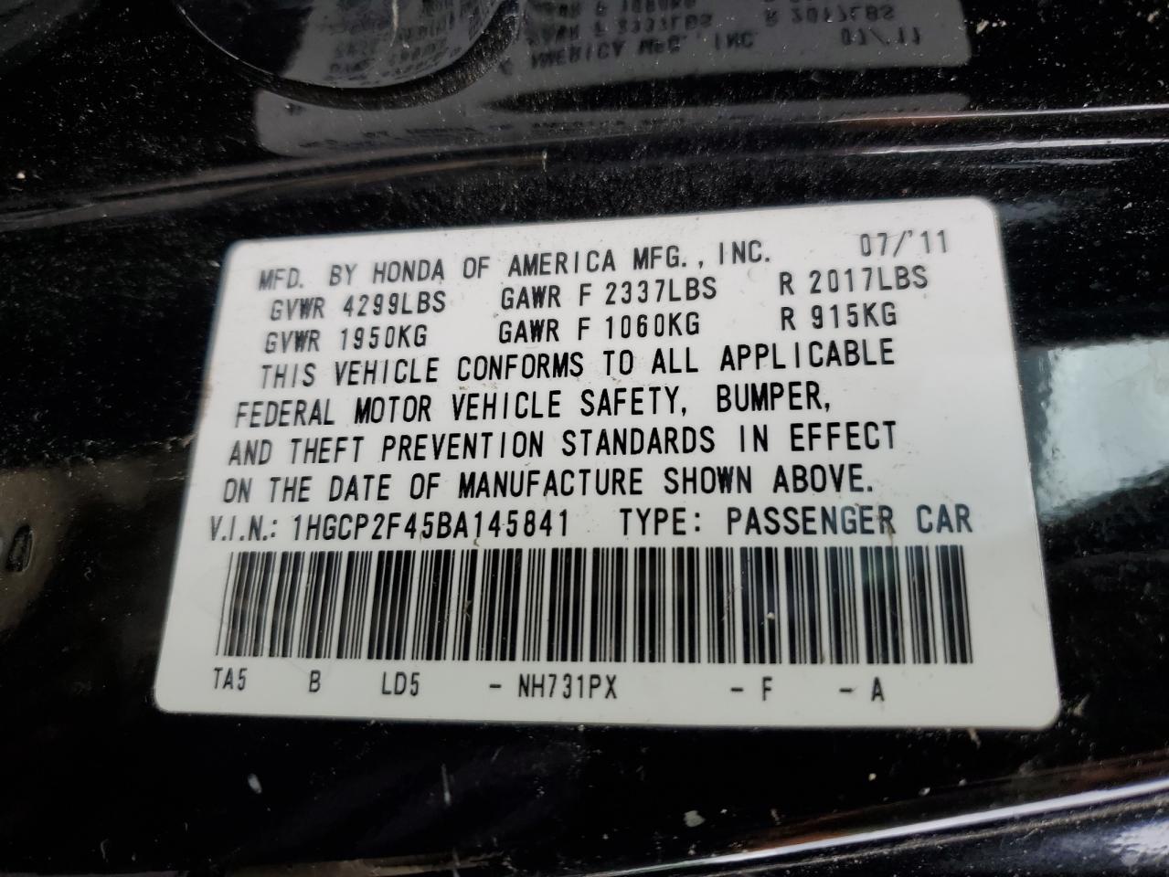 2011 Honda Accord lxp