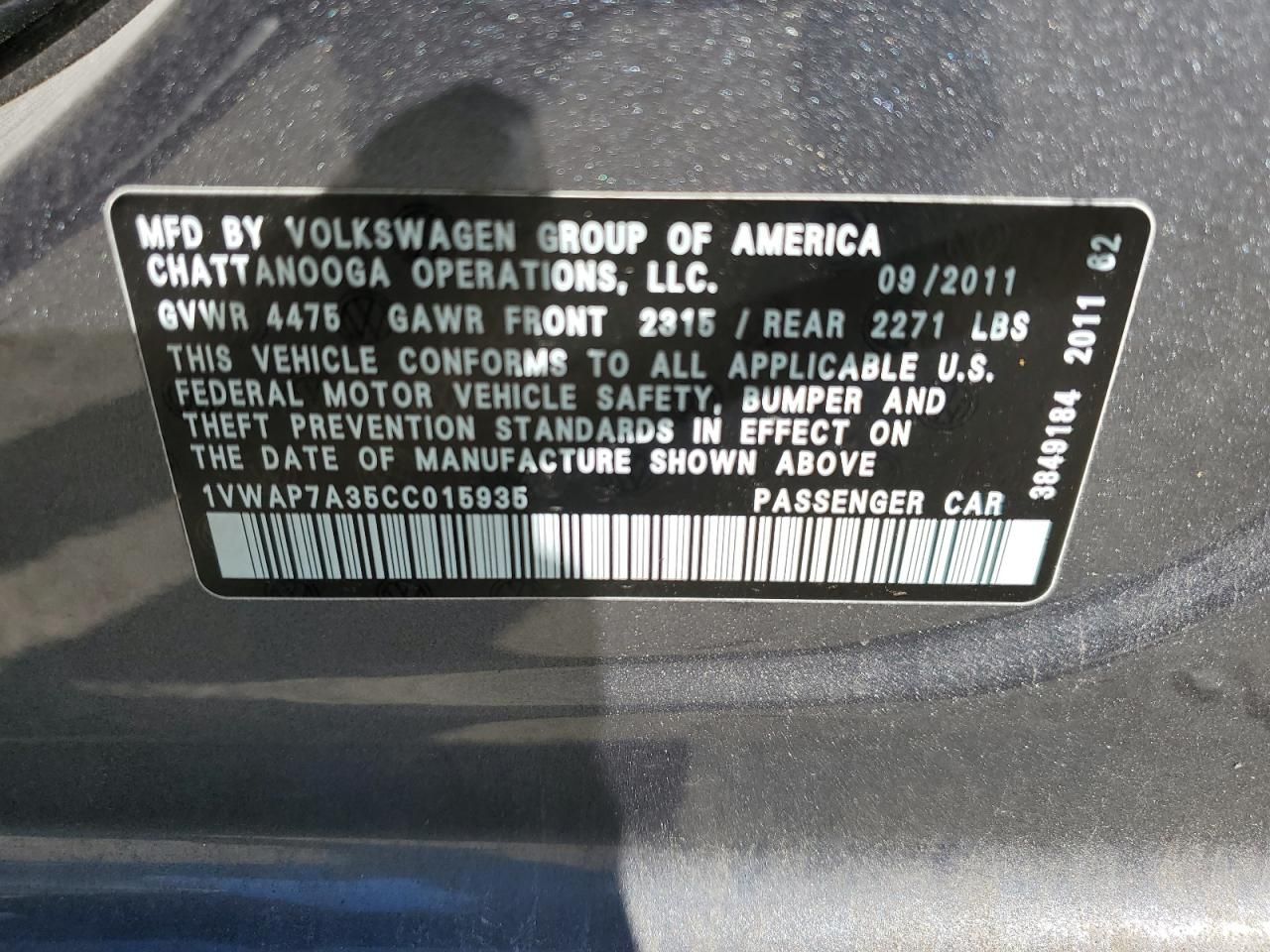 2012 Volkswagen Passat s