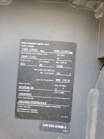 2017 Crown RC5535-35 Forklift