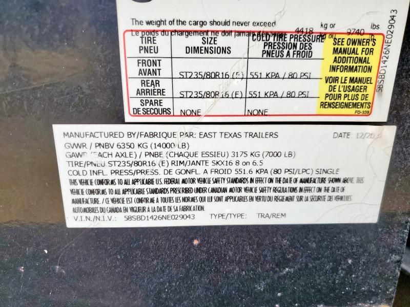 2022 Eastttrlrs 2022 East Texas Dump Trailer