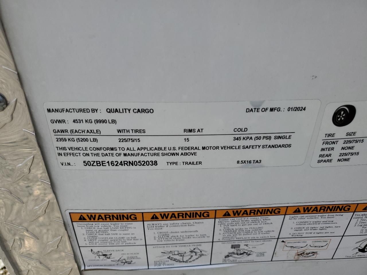 2024 Qualicargo 2024 Quality Cargo 8.5X16TA3 Enclosed Cargo Traile