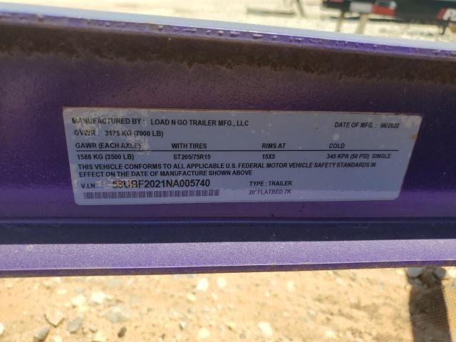 2022 Load N Go 20' Fltatbed 7K Equipment Trailer
