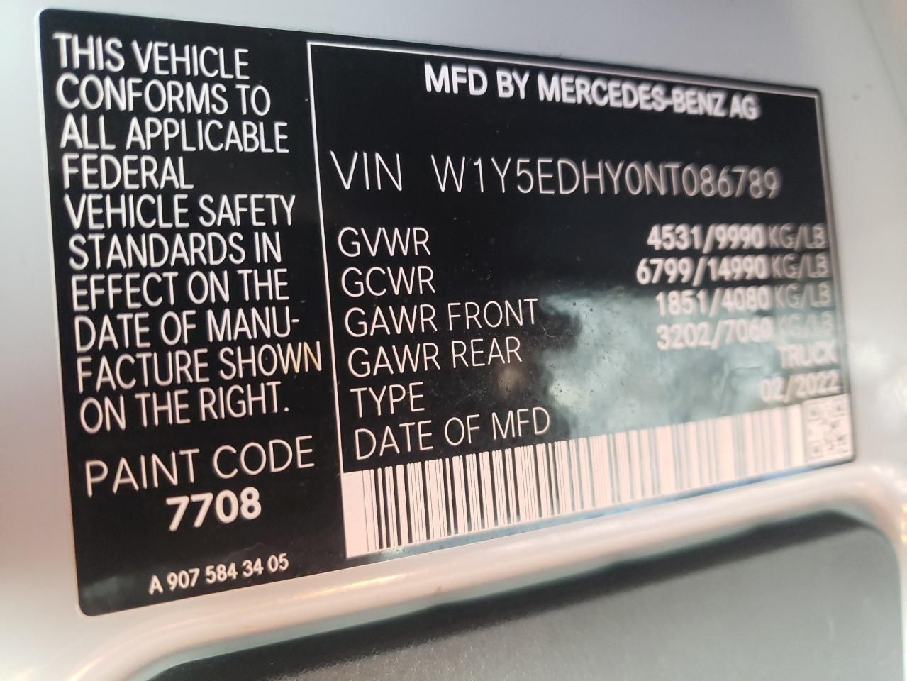 2022 Mercedes-Benz Sprinter 3500