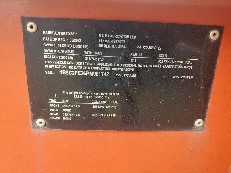 2023 B&bfaation 2023 B&B Fabrication CT156T222EDLP Equipment Trail