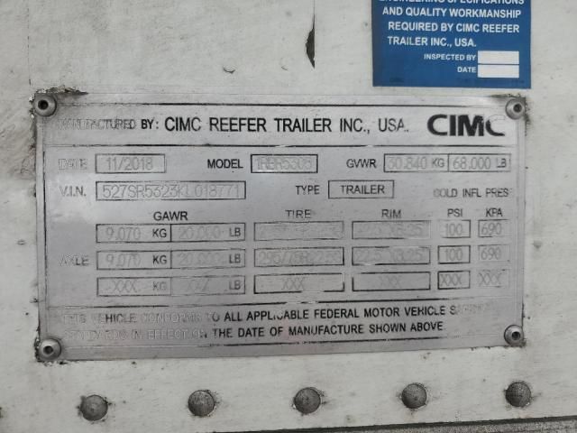 2019 Cimc Refrigerated Van Trailer