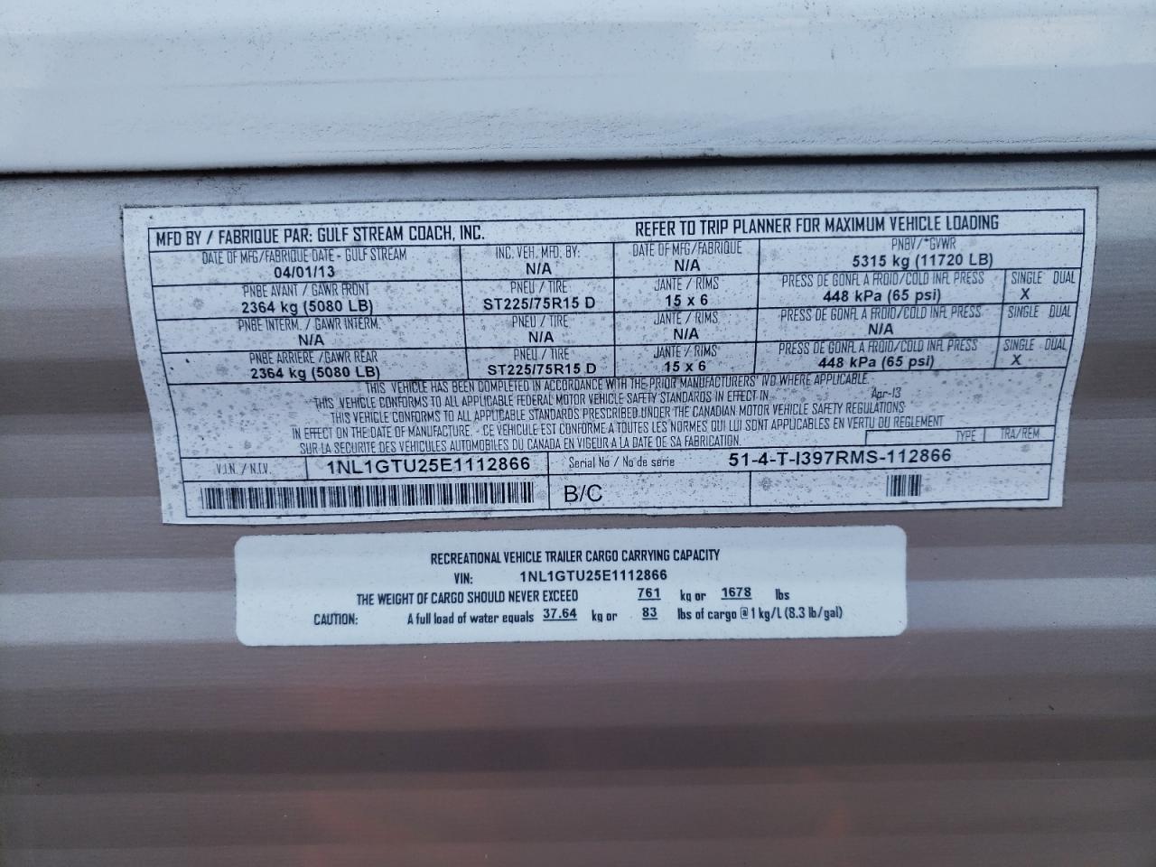 2014 Gulf Craft Inc. Trailer