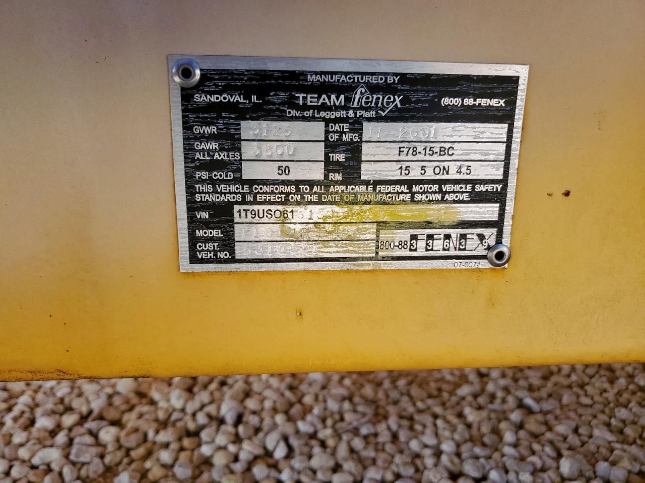 2001 Team Fenex Manhole Support Trailer