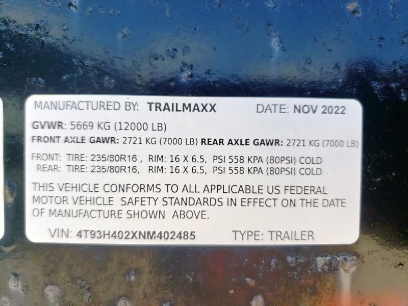 2022 Trailmax X Equipment Trailer