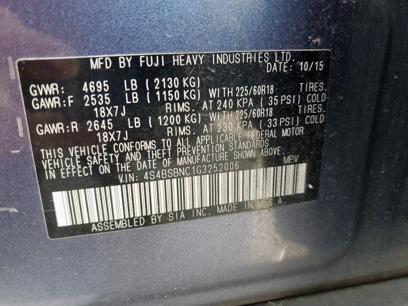 2016 Subaru Outback 2.5I Limited