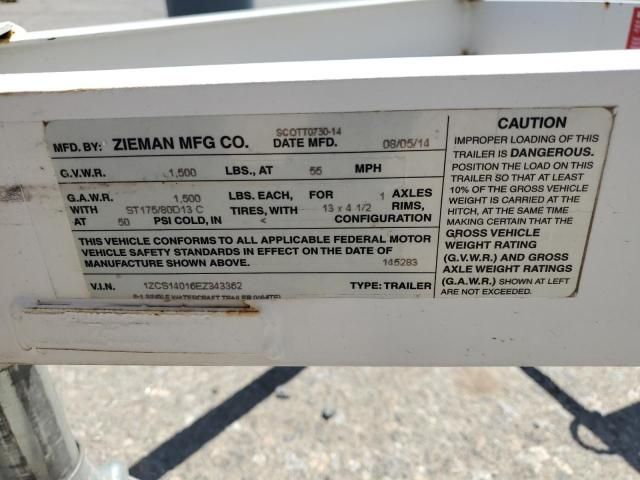 2014 Zieman Boat Trailer