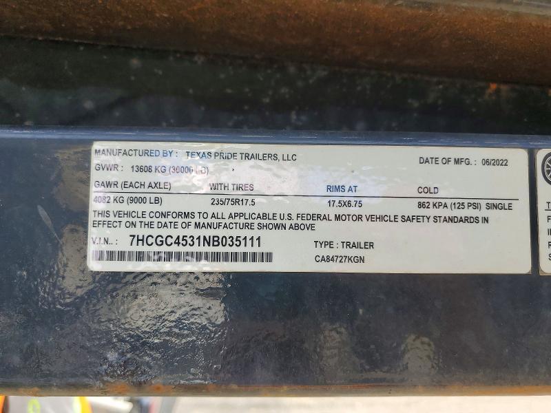 2022 Texas Pride CA84727KGN Car Carrier