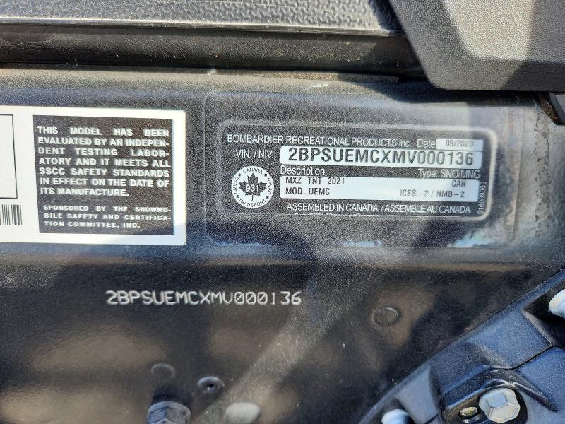 2021 Skidoo MXZ TNT 600R E-TEC